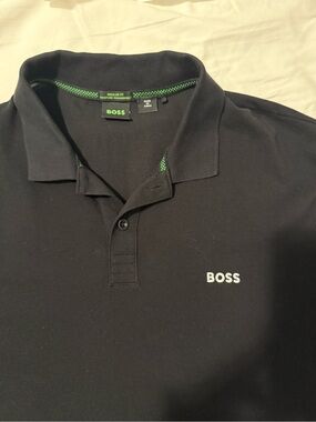 BOSS Black Polo with Green Trim